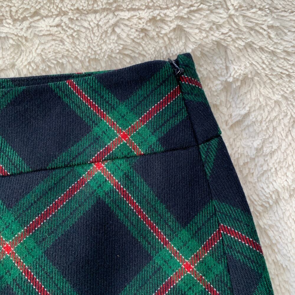 Talbots women's green black plaid wool blend knee length mini skirt US 10 - Picture 3 of 5
